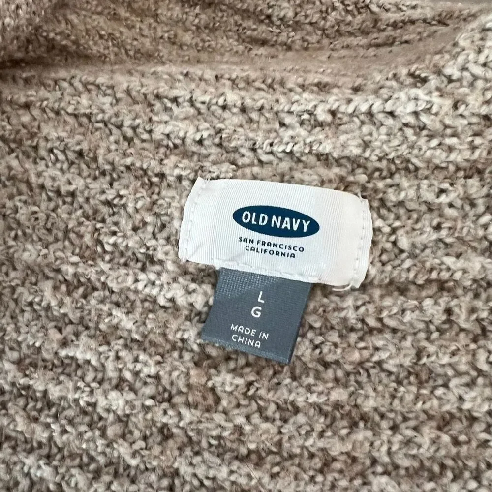 Old Navy Tan Waterfall Open Front Ribbed Sleeveless Cardigan Sweater Vest Large